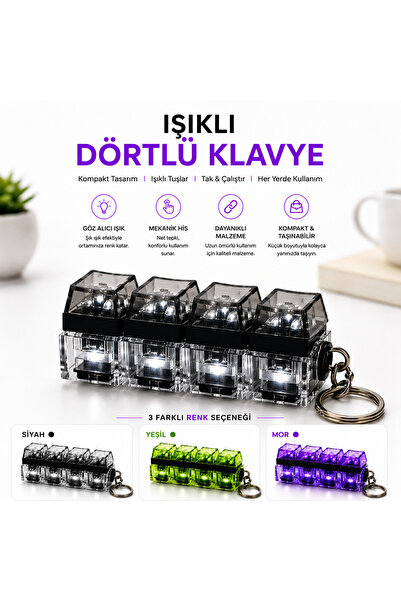 MİNDO Işıklı Dörtlü Mini Klavye Anahtarlık