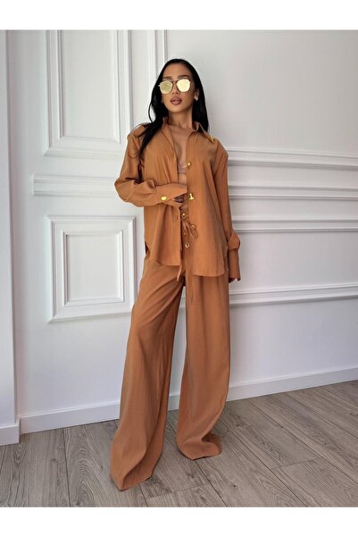 CC STORE ELARA BELLE long two-piece suit, shirt and wide-leg cupro trousers