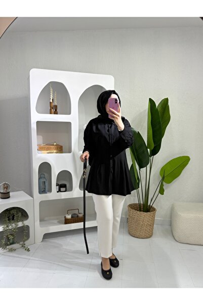 STİLSEN KEMERLİ BELDEN PENSLİ TESETTÜR MODAL GÖMLEK