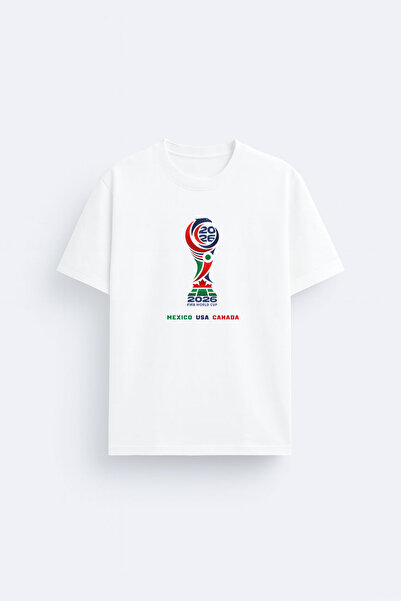 AYDESİGN 2026 World Cup Printed Cotton Fabric White T-Shirt T-Shirt