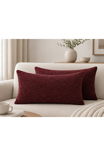 BURCIN HOME 30X50 Burgundy Throw Pillow Cover Set of Two Premium Textured Mod...