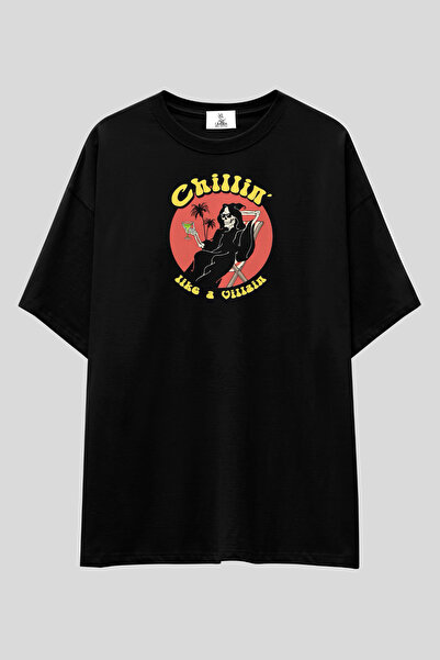 UmbraWear Chillin Like a Villain T-Shirt |   Unisex 100% Cotton Skeleton Prin...