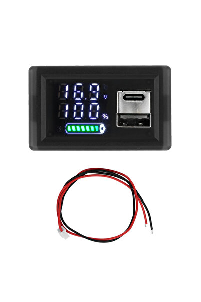 Choice1 USB Type-C USB+Type-C Voltmeter Battery Charge Level Indicator 9-24V/...