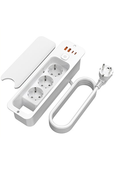 Choice1 مقبس كهربائي أوروبي أبيض 3AC من HITRENDS مع شريط طاقة مدمج ومنفذين US...