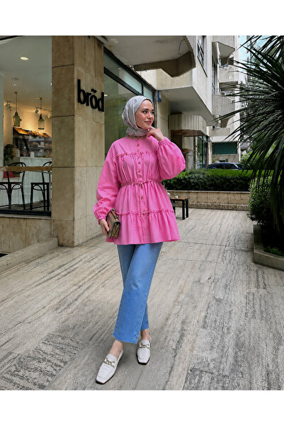 Markazzi Balloon Sleeve Elastic Waist Layered Tunic