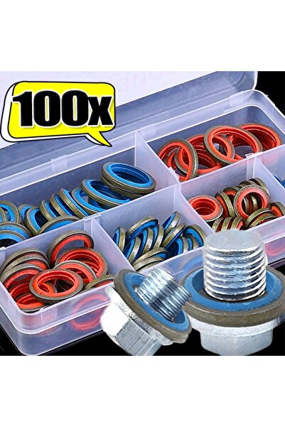 Choice 100Pcs Sealing Gasket Set Oil Drain Combined Washer Seal Sets Washer A...