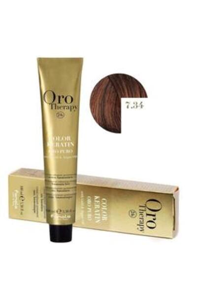 Fanola Vopsea Demi-permanenta Oro Therapy Color Keratin 7.34 Blond Auriu Aram...