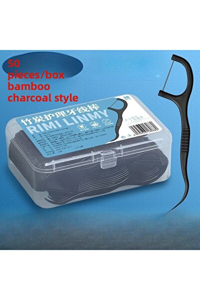 Choice1 1 box Premium Bamboo Charcoal Dental Floss Picks Portable Floss Box P...