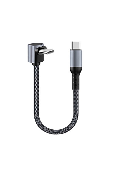 Choice34 كابل USB-C إلى USB-C قصير أسود بطول 0.25 متر، بزاوية 90 درجة، محمول،...