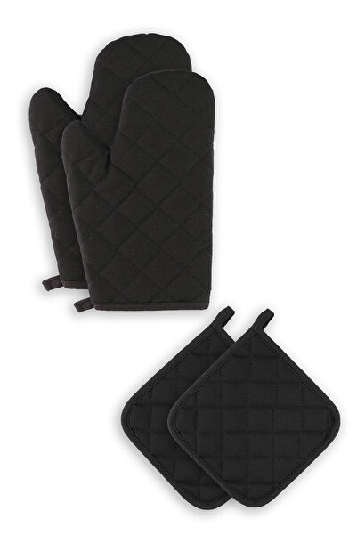 Casasro Waterproof Checkerboard Set - Pack of 4 (Apron + Gloves + Holders)