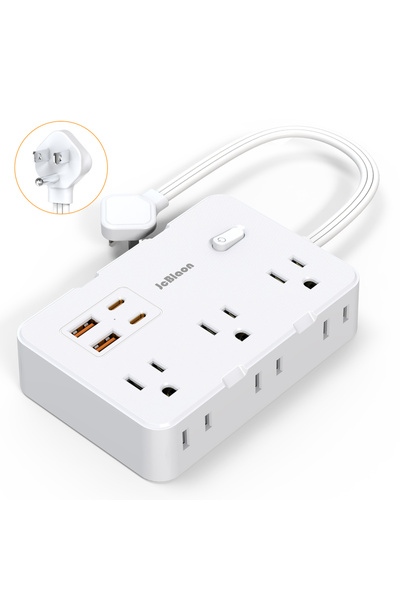 Choice US 6 0.5FT White Power Strip AC Outlet USB Type C Fast Charging Multit...