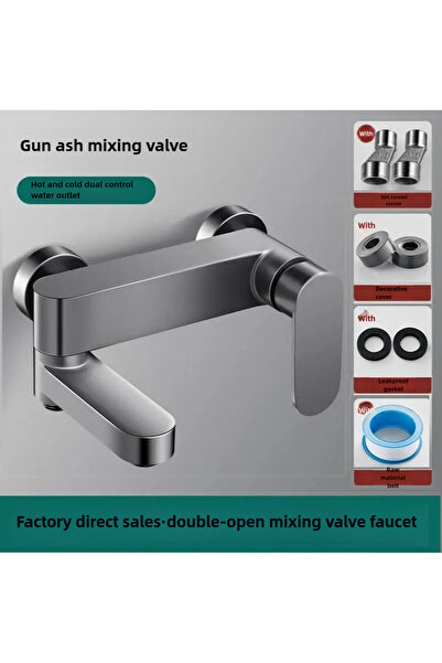 Choice Grey Bathroom Swivel Tub Spout Hand Shower Wall Mounted Bath Faucets B...