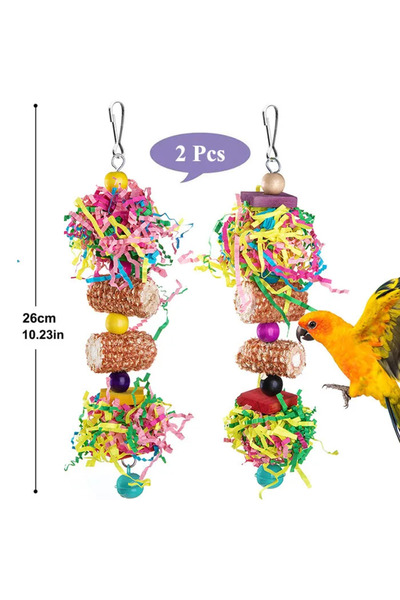 Choice1 2PCS 2/3Pcs Bird Toys with Bell Colorful Bird Chewing Shredding Bird ...