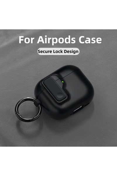Choice37 غطاء حماية أسود مقاوم للصدمات لسماعات Airpods 4 2024 مع قفل أمان وسل...
