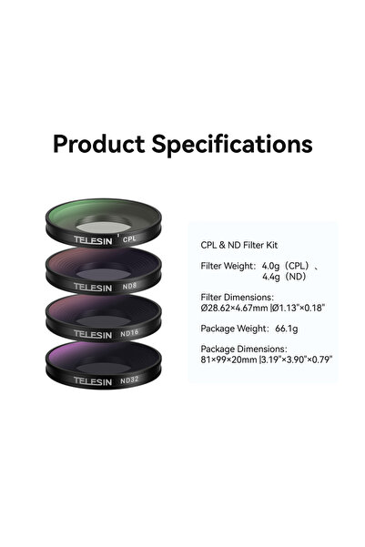 Choice مجموعة فلاتر CPL ND8 ND16 ND32 من تيليسين، فلتر CPL ND8 ND16 ND32 لكام...
