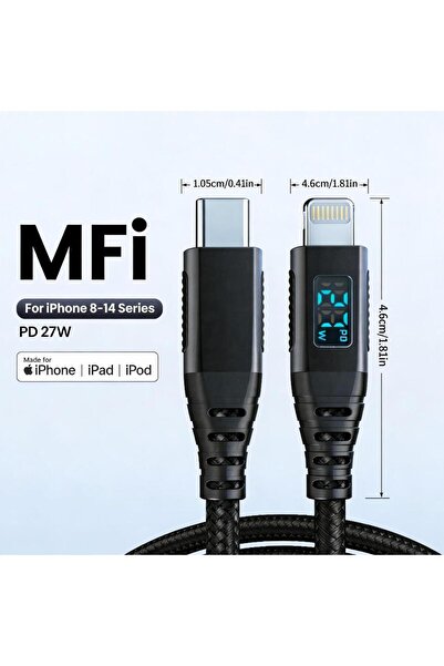 Choice 1m black USB C to Lightning Power Delivery Charging Cable [2m], MFi Ce...