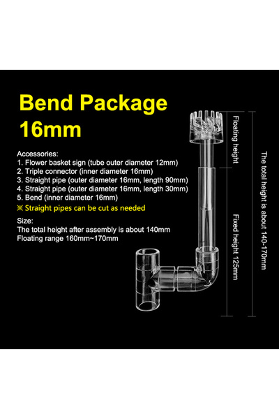 Choice10 16mm elbow 1Set DIY Clear Aquarium Skimmer Acrylic Lily Pipe Spin In...