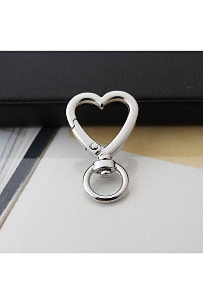 Choice1 Silver heart 10Pc Heart Spring Gate Rings Openable Keychain Leather B...
