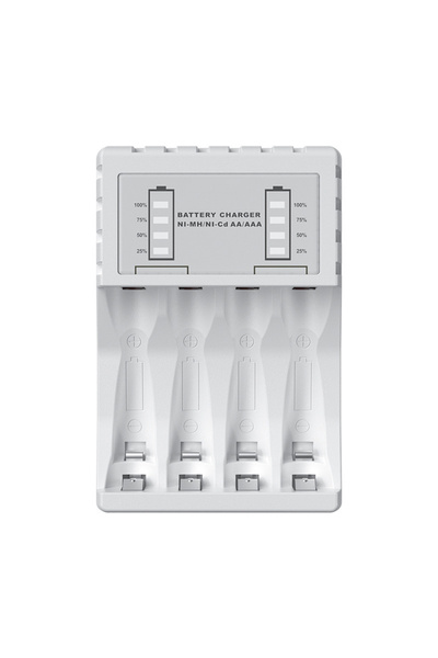 Choice1 شاحن بطاريات AA/AAA أبيض بـ 4 فتحات مع شاشة LED ذكية ومنفذ USB-C لشحن...