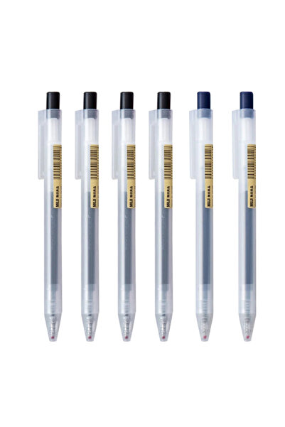 Choice27 0.5mm 6 pcs B 0.5mm Press Gel Pen Blue/Black/Dark Blue/red Ink MUJIs...