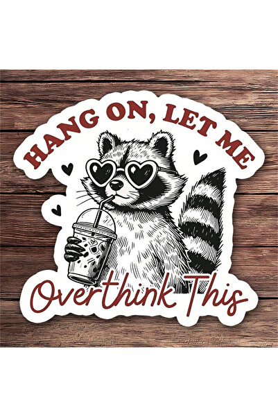 Choice 10 قطع ملصقات فينيل مضحكة بتصميم الراكون بعبارة 'Hang On Let Me Overth...