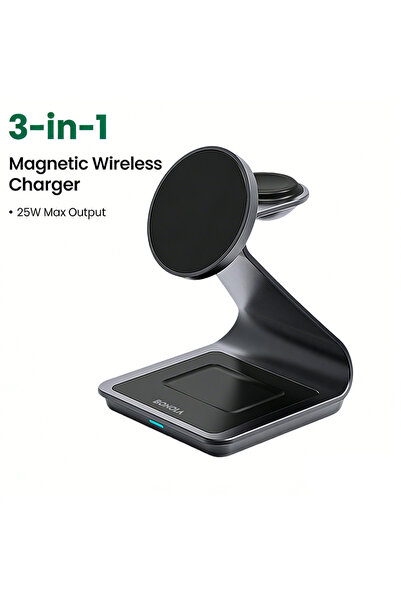 Choice1 Black Bonola Magnetic 3 in 1 Wireless Charger 25W for iPhone 17 Pro/1...