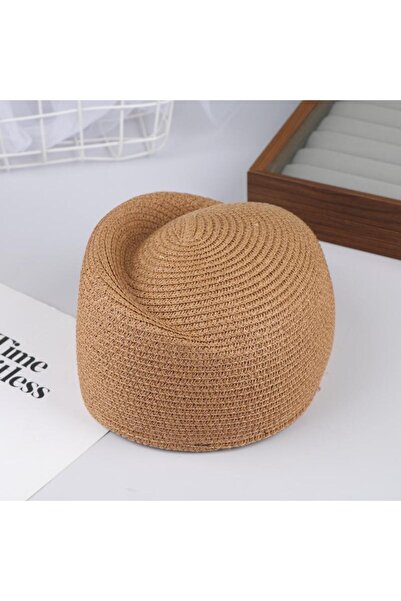 choice2 Khaki Ladies Solid Color Straw Beret Hat Summer Sun Cap Hostess Hat F...