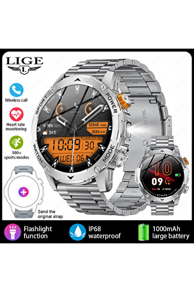 Choice5 ساعة ذكية LIGE جديدة من الفولاذ الفضي بسعة بطارية 1000 مللي أمبير مع ...