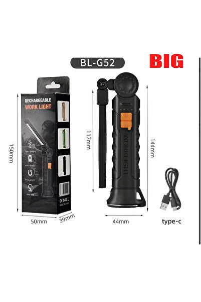 Choice1 مصباح يدوي LED محمول كبير قابل لإعادة الشحن عبر USB مع مصباح طوارئ مغ...