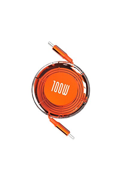 Choice3 Orange 100W Retractable Type C To USB C Cable Fast Charging Phone Cab...