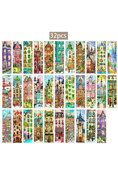 Choice Mixed Color 32pcs Colorful House Bookmarks,Watercolor Style,Ideal for ...