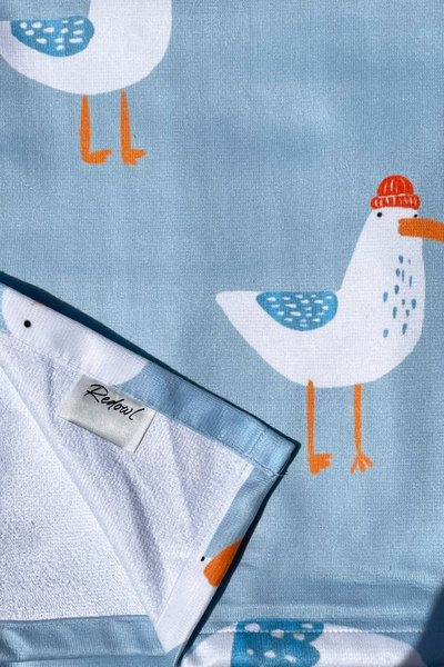 redowl Seagull patterned children's poncho and towel two-piece set (4-10 years)