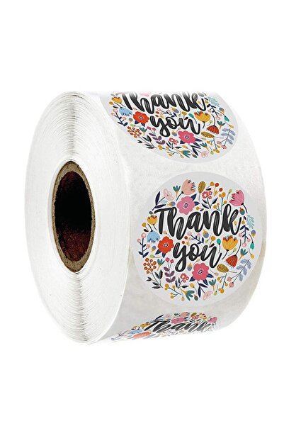 Choice H0116-1 inch 500 Pcs Thank You Stickers 1" Round Multi Color Flower De...