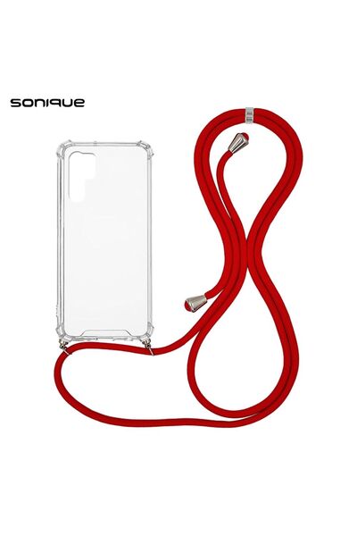 Sonique Θήκη Σιλικόνης με Κορδόνι Armor Clear Huawei P30 Pro Κόκκινο