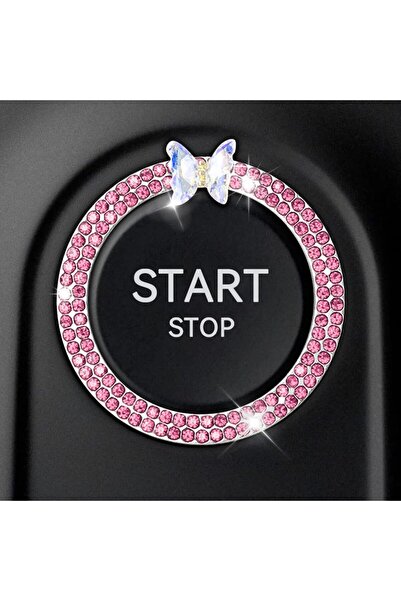 choice2 Pink 1 PC Car Engine Start Stop Decorative Ring, Bling Butterfly Diam...