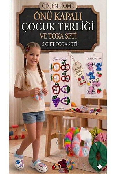 ÇEÇEN HOME Orthopedic Sole Beaded Detailed Stylish Closed-Front Children's Sl...