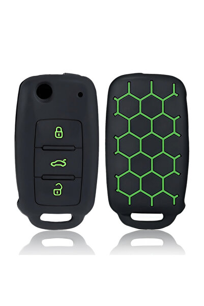 Choice Green Line Silicone Case Key Cover Remote For Skoda Fabia Octavia A5 F...