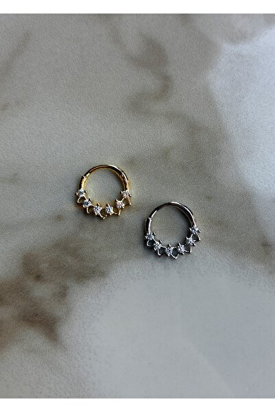 Miltonia 925 Ayar Gümüş Zirkon Taşlı Halkas Halka Tragus Daith Helix Küpe Pie...