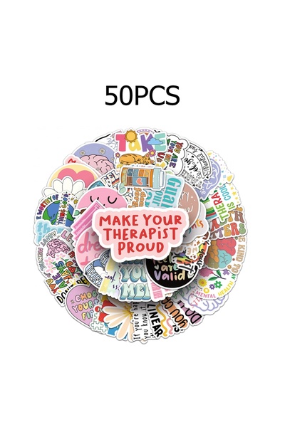 Choice 50PCS 50/100PCS Mental Health Motivational Phrase Theme Stickers Carto...