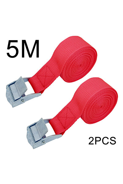 Choice4 Red 2pcs 5M Car Tension Rope Tie Down Strap Strong Ratchet Belt Car L...