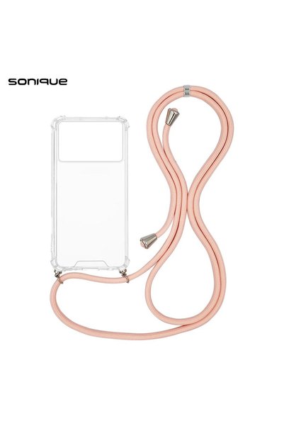 Sonique Θήκη Σιλικόνης με Κορδόνι Armor Clear Xiaomi Poco F6 Pro 5G Ροζ