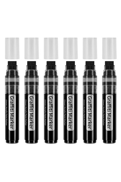 Choice1 Black Marker 15mm Wide Tip Large Acrylic Paint Pens for Drawing DIY