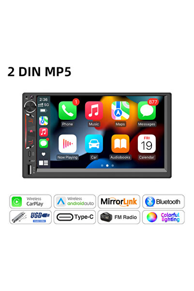 Choice1 راديو سيارة 7 بوصة بشاشة لمس 2DIN مع مشغل MP5 وCarPlay لاسلكي وAndroi...