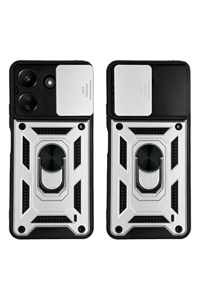 Sonique Θήκη Ring Armor CamPro για Xiaomi Redmi 13C 4G / Poco C65 4G Ασημί