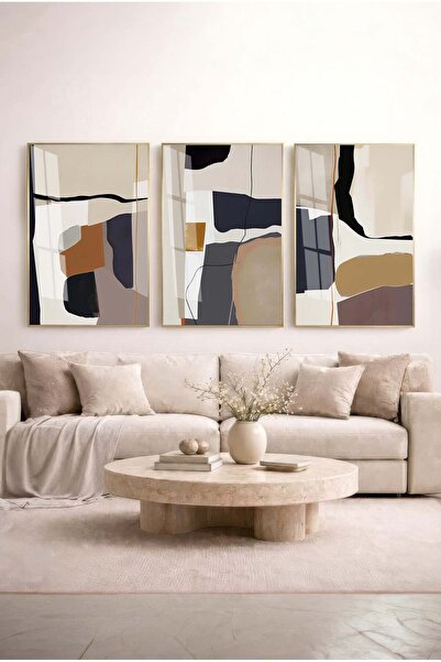Zevahir Mobilya Dekorasyon Bauhaus Spirit Earth Tones and Modern 3-Piece Glas...