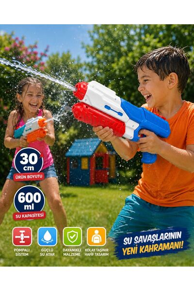 BYCEGU Oyuncak Pompalı Su Tabancası Yaz Günlerin Eğlencesi 30 cm 600 ml Su Ka...