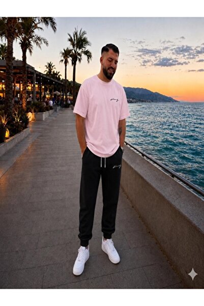 FAEL LİFE Unisex Wide Cut T-Shirt and Sweatpants King Hand Printed Set