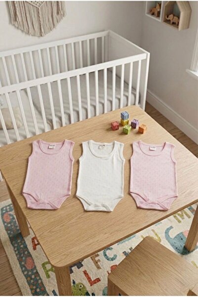 Sevza Kids 3'lü Zıbın Body %100 Organik Pamuk Nefes Alan Delikli Kumaş