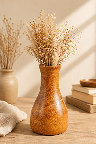 Karçiçeği Home Decorative Mini Wooden Vase – Natural Handcrafted Stylish Tabl...