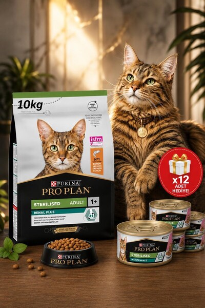 Pro Plan 10 Kg Kısır Somon Kedi Maması + Hediye 12 Adet Sterilised Ton Balıkl...